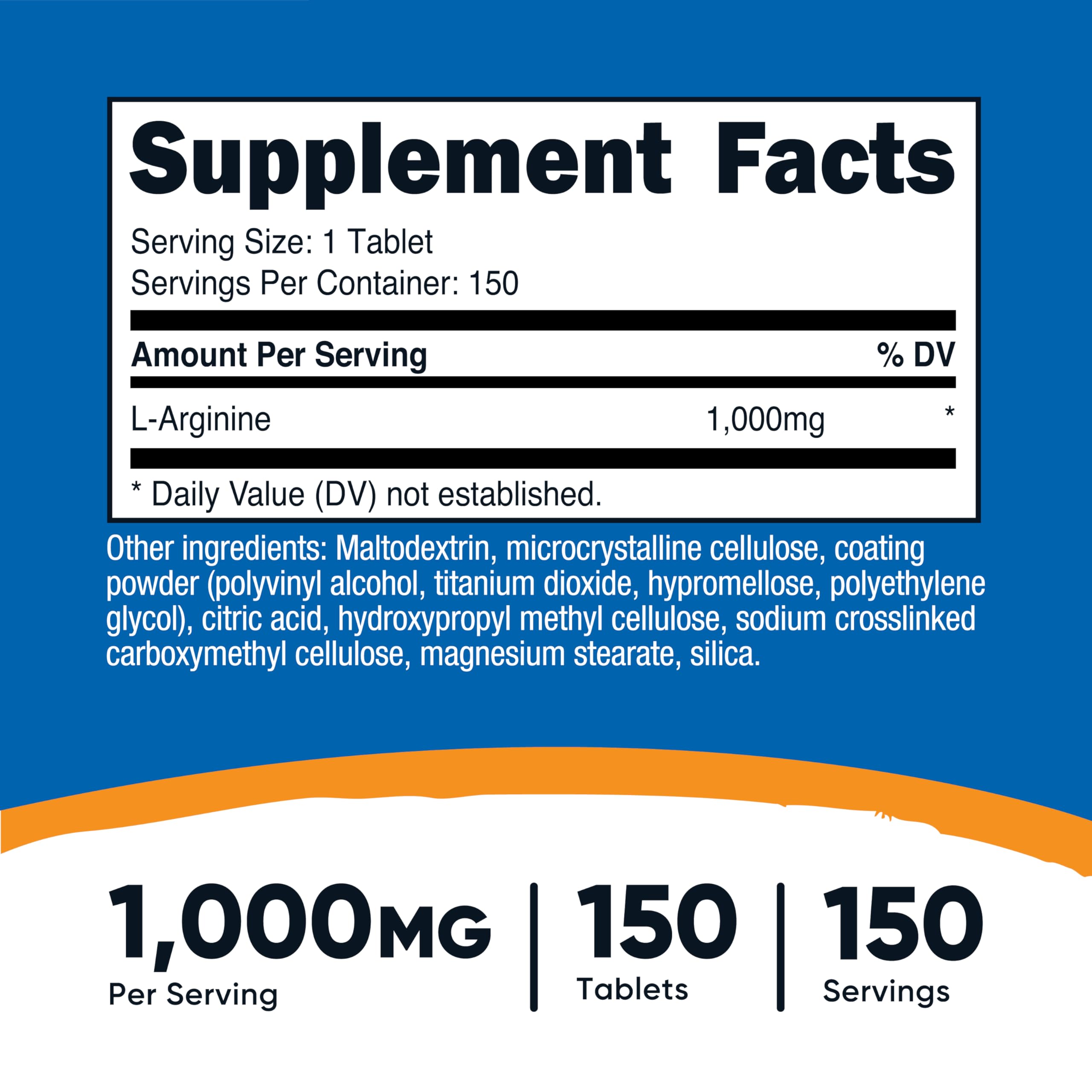 Nutricost L-Arginine 1000mg, Amino Acid Tablets (150 Tablets) — Amazon image 2