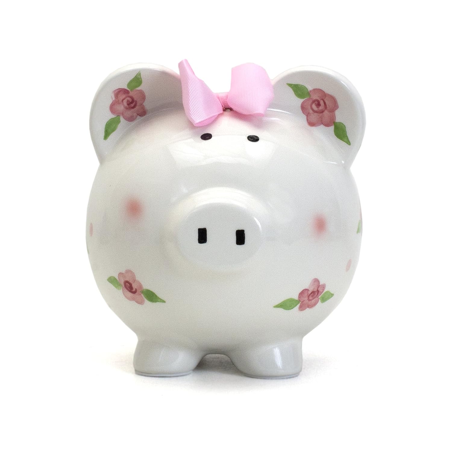 Child to Cherish Ceramic Piggy Bank for Girls, Posies and Polka Dots