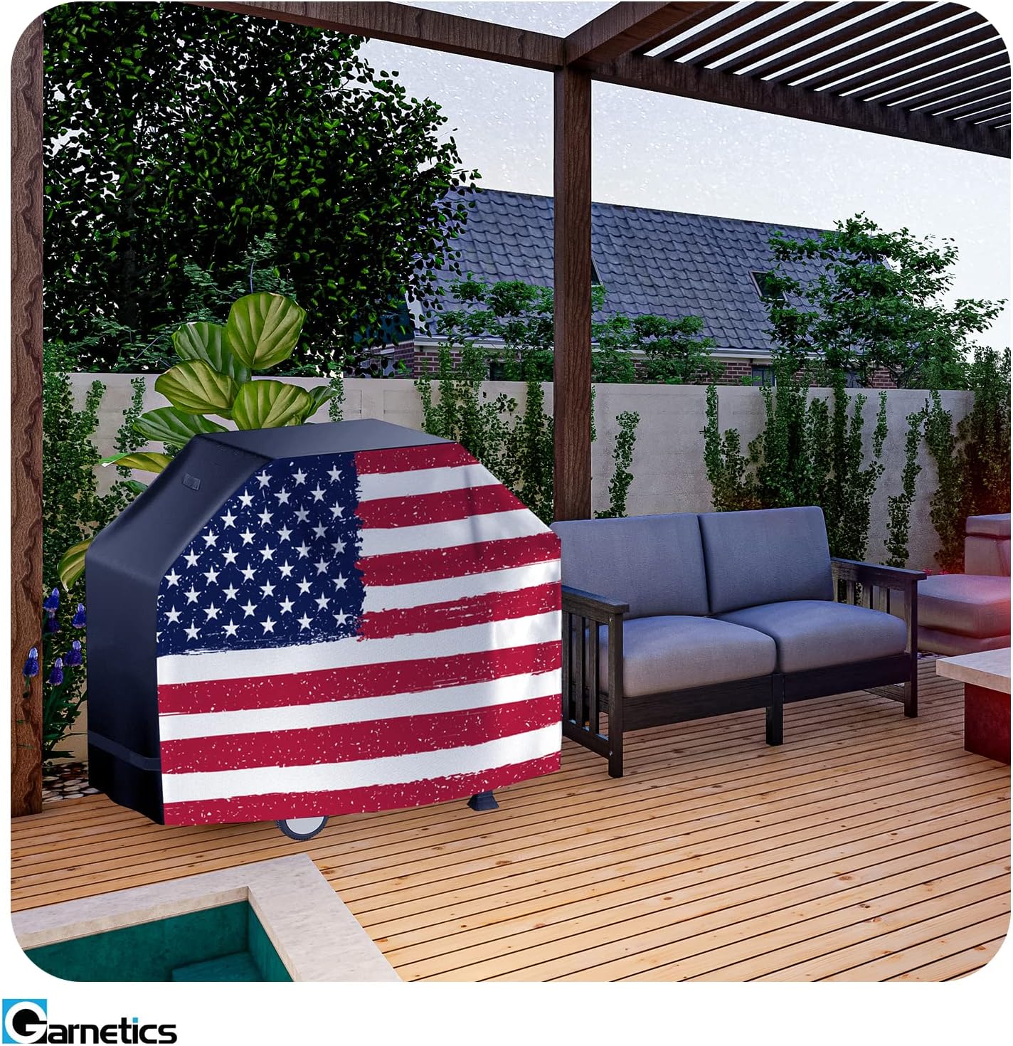 US Flag 72 Inch Waterproof BBQ Grill Cover - Small to Large Universal Heavy Duty