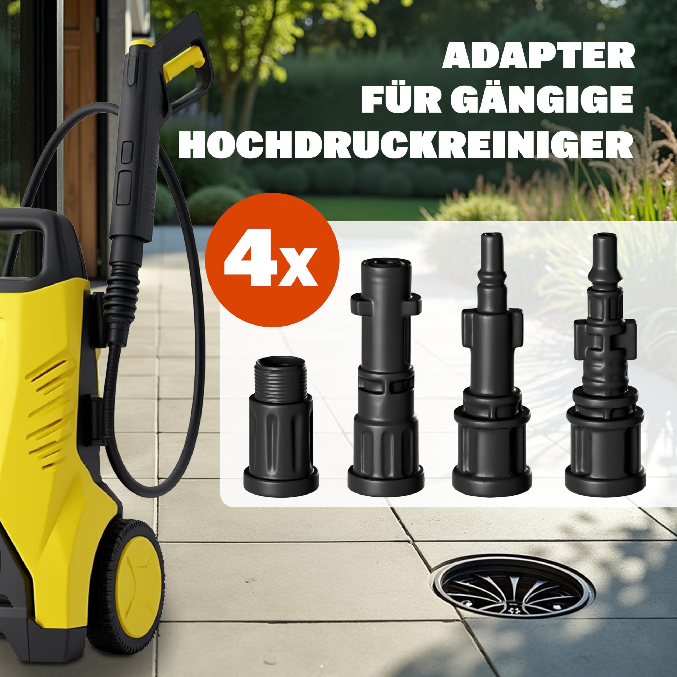 DEUBA® Rohrreinigungsschlauch 15m 160 Bar 4 Adapter Hochdruckreiniger Kärcher K2 K3 K4 K5 K6 K7 Rohrreinigungsset Abflussreiniger Rohrreiniger Schlauch
