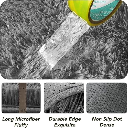 Vista 162 de Alfombras para dormitorio de niñas sala de estar: alfombra de área peluda de 5 x 7 para sala de juegos de niños, alfombra peluda de felpa pastel