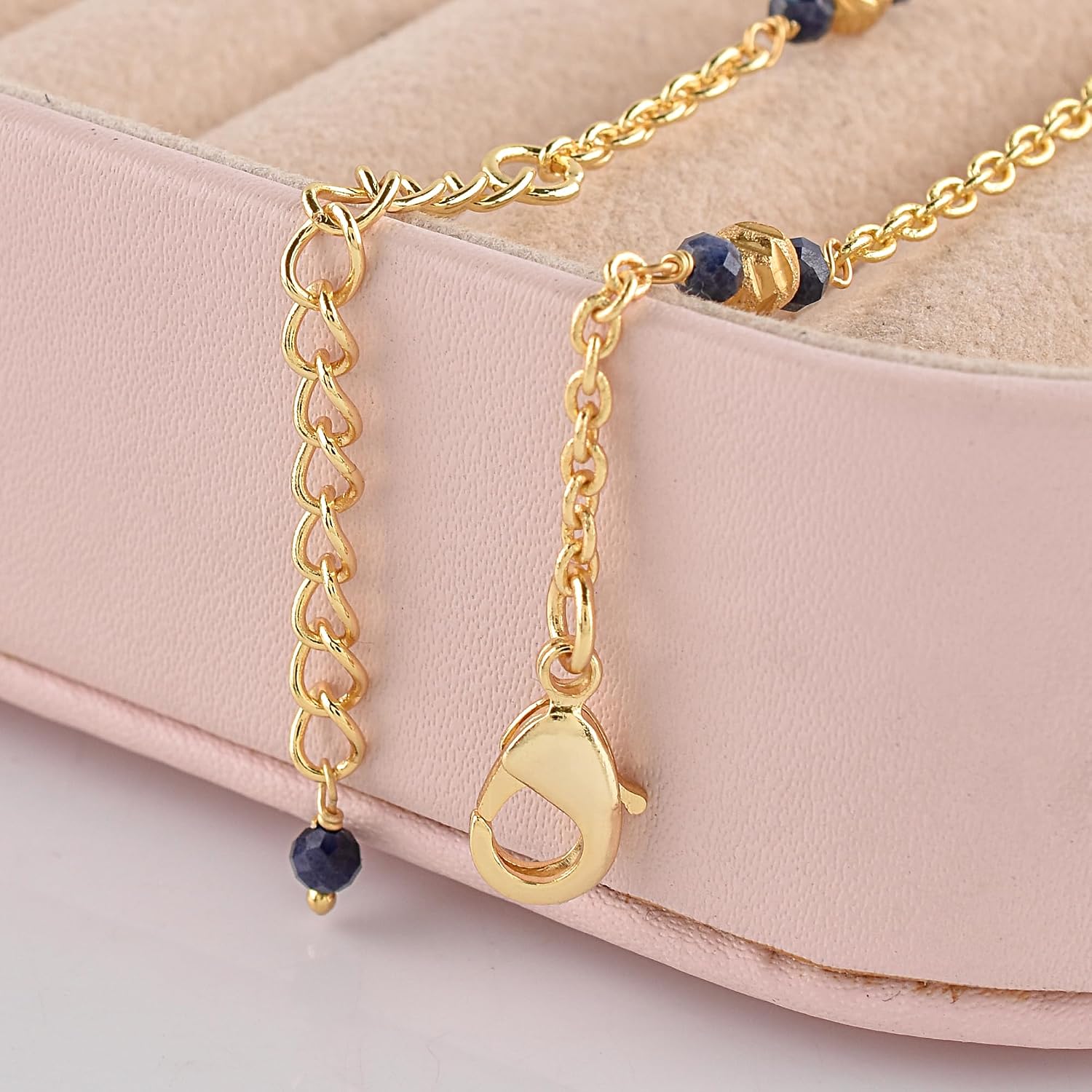 InfinityGemsArt Ankle Bracelets For Women, Natural Birthstone Beaded Boho Beach Jewelry, Dainty Gemstone Cute Fish Charm Anklet, 18k Gold Plated 9+1.5 inch Adjustable Chain, Handmade Birthday Gifts