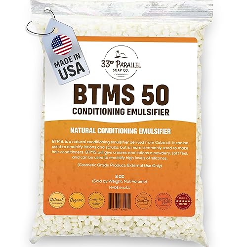 33rd PARALEL | Emulsionante acondicionador BTMS 50 (2 onzas) | 100% natural derivado de plantas | Acondicionador emulsionante de alcohol cetearílico