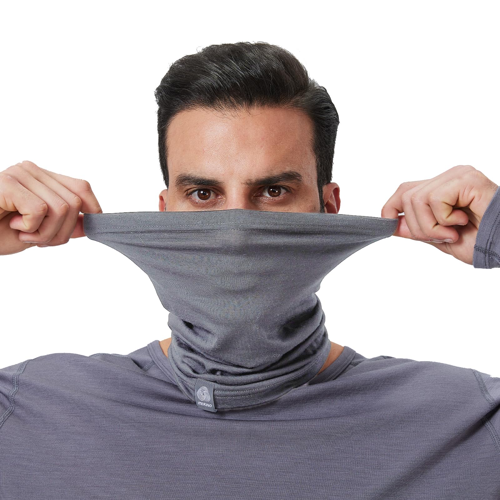 gyprprer Merino wool ski bib for men and women warm neck GREY