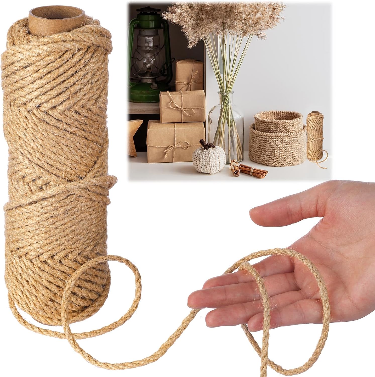 GliCraft Nautical Rope Jute Twine Thick Twisted Natural Hemp Rope for ...