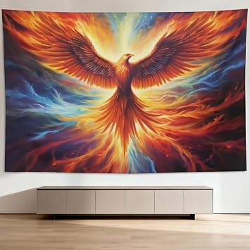 Phoenix Tapestry, Fantasy Tapestries, Art Wall Hanging, 90x60 Inches
