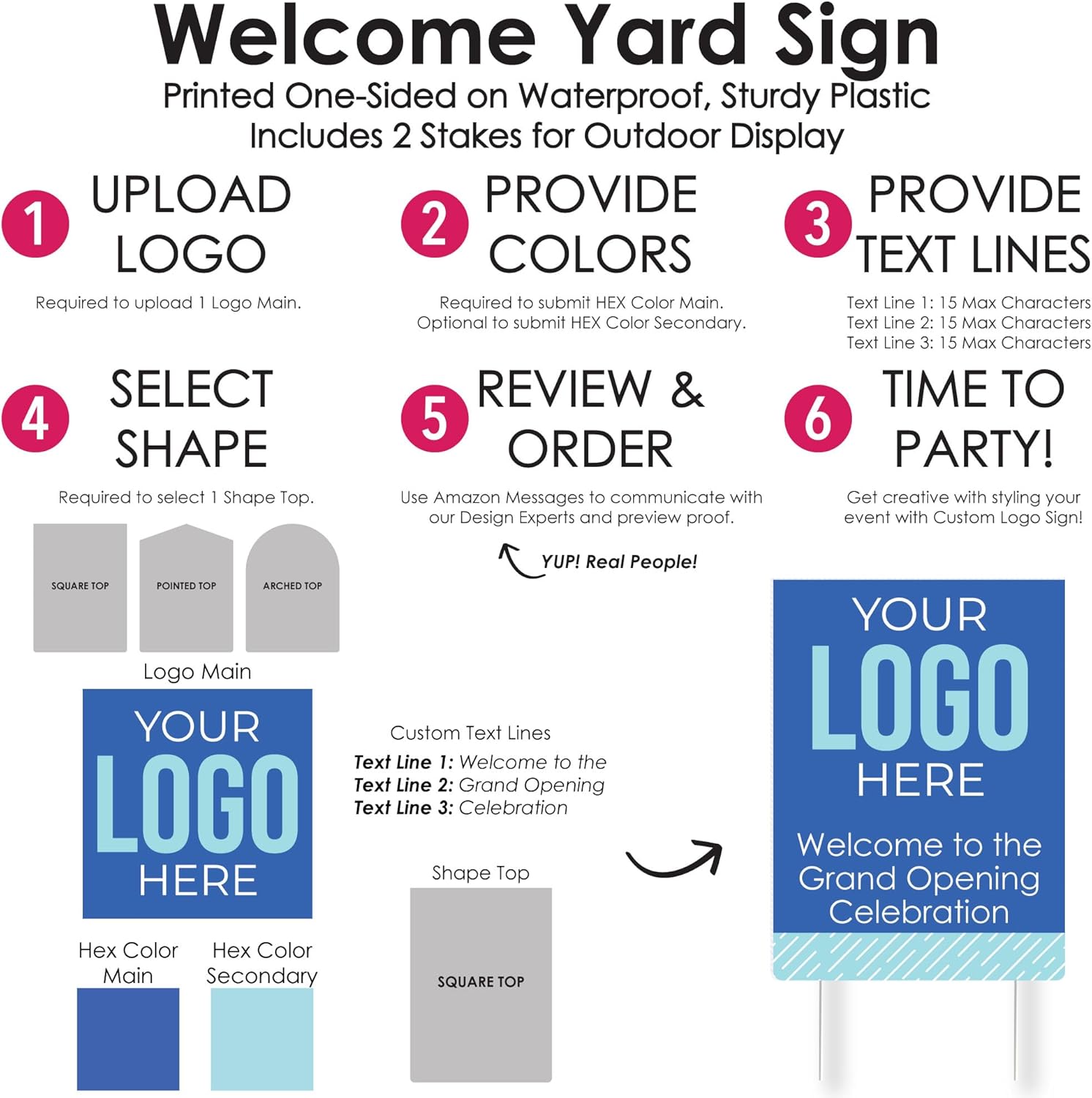 Big Dot of Happiness Custom Logo Welcome Yard Sign - Personalized Branded Business Party Lawn Decor