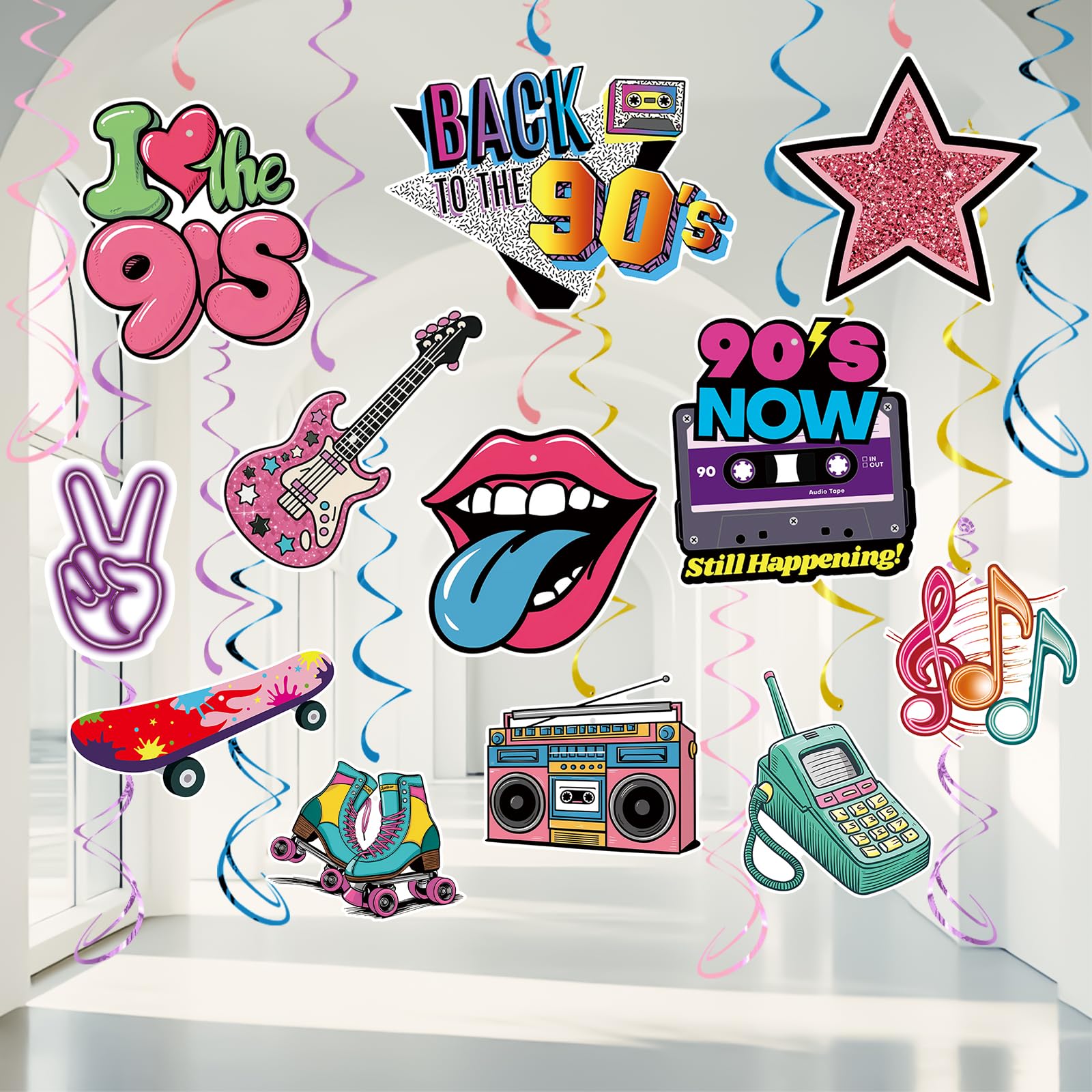 Décoration Theme Musique Décos Années 90 - 16 Tourbillons CD à Suspendre Pour Fête Annee 2000
