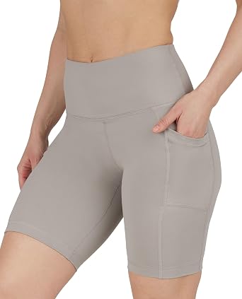 90 Degree By Reflex Womens High Waisted Biker Shorts with Side Pockets Workout Shorts 5, 7, 9