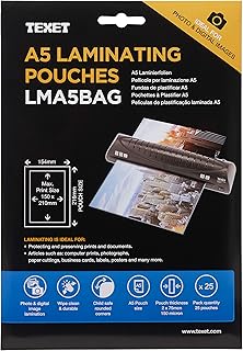 TEXET A5 Laminating Pouches | 150 microns (2*75) | Pack of 25 laminating pouch
