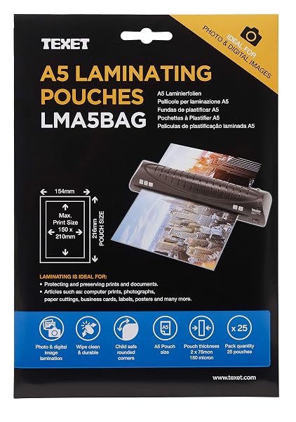 Texet - Buste per plastificazione, formato A5