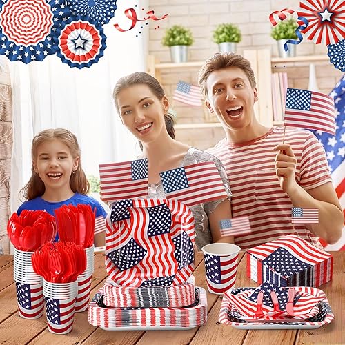 Miniatura 4 de Juego de vajilla de 350 piezas de suministros de fiesta, juego de vajilla para 50 platos de papel de invitados, servilletas, tazas, cuchillo,