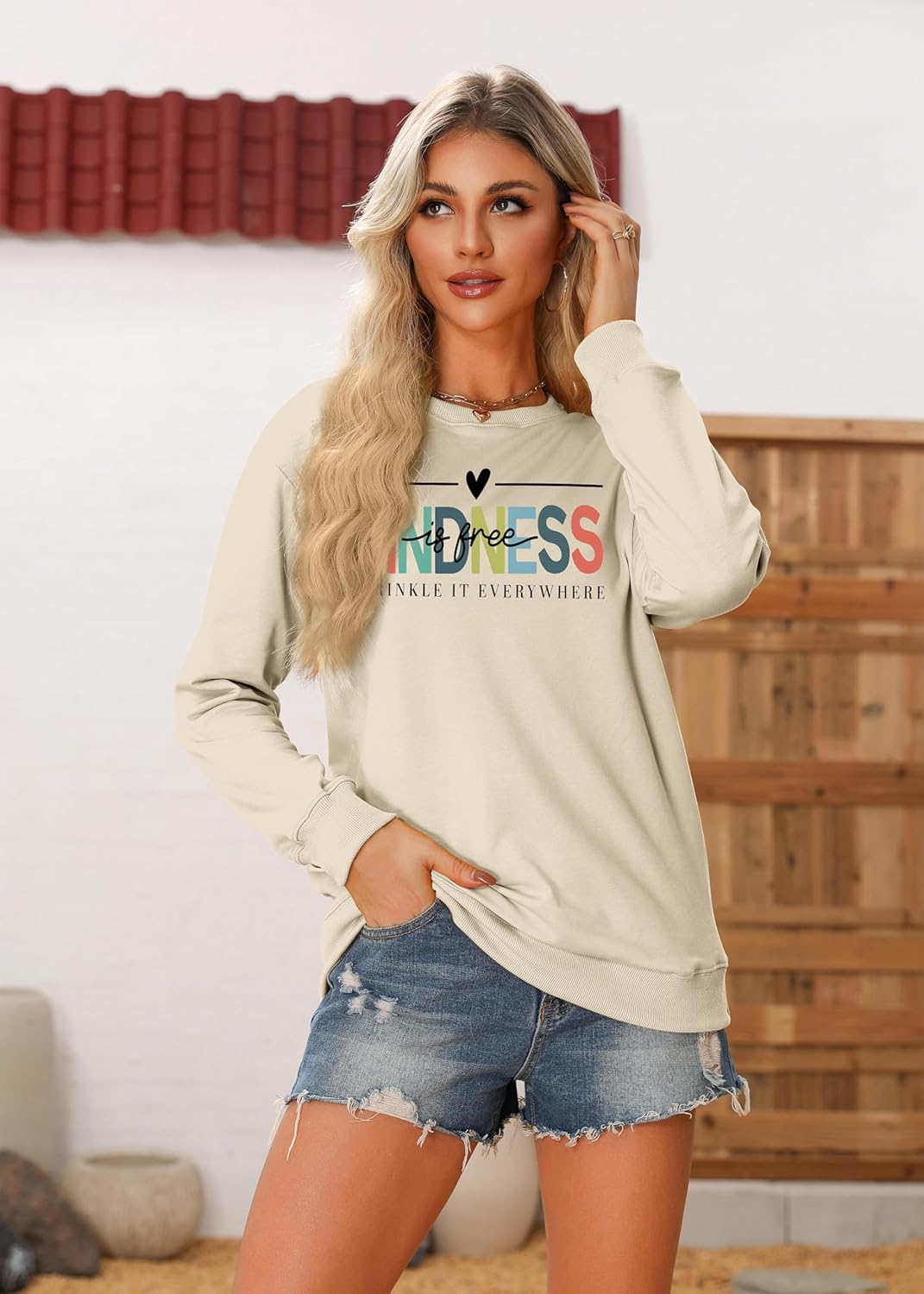 Be Kind Sweatshirt - Kindness Is Free Sweatshirt Teacher Graphic Winter Spring Pullover Crewneck Top - Image 9