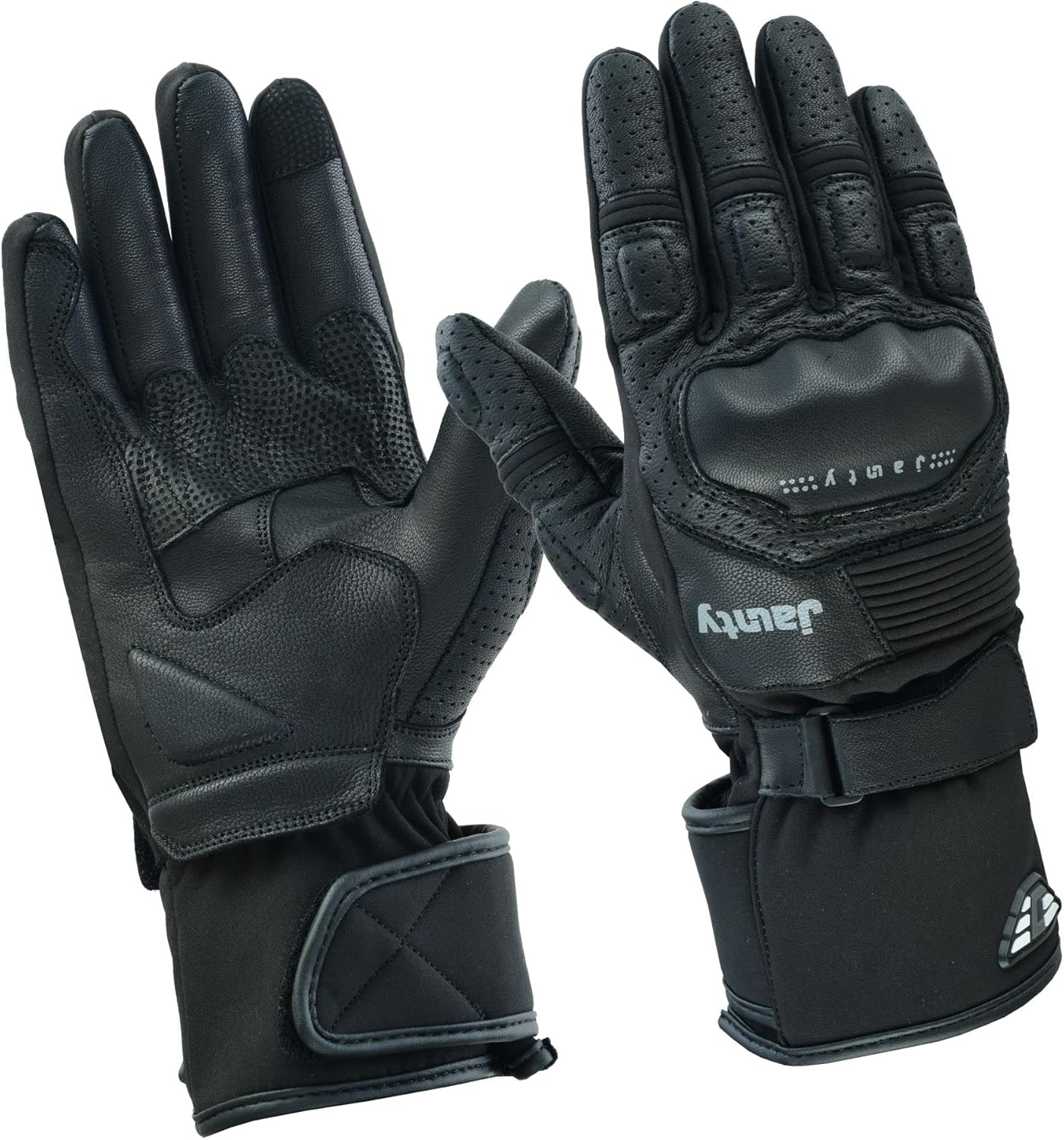 JAUNTY Motorcycle Gloves, Summer Leather Touchscreen Racing Gloves, Black, Unisex Adults, Motorcycle Enthusiasts Adults Ambidextrous Modern Style Knuckle Protection Perforated FIM Approved - Image 7