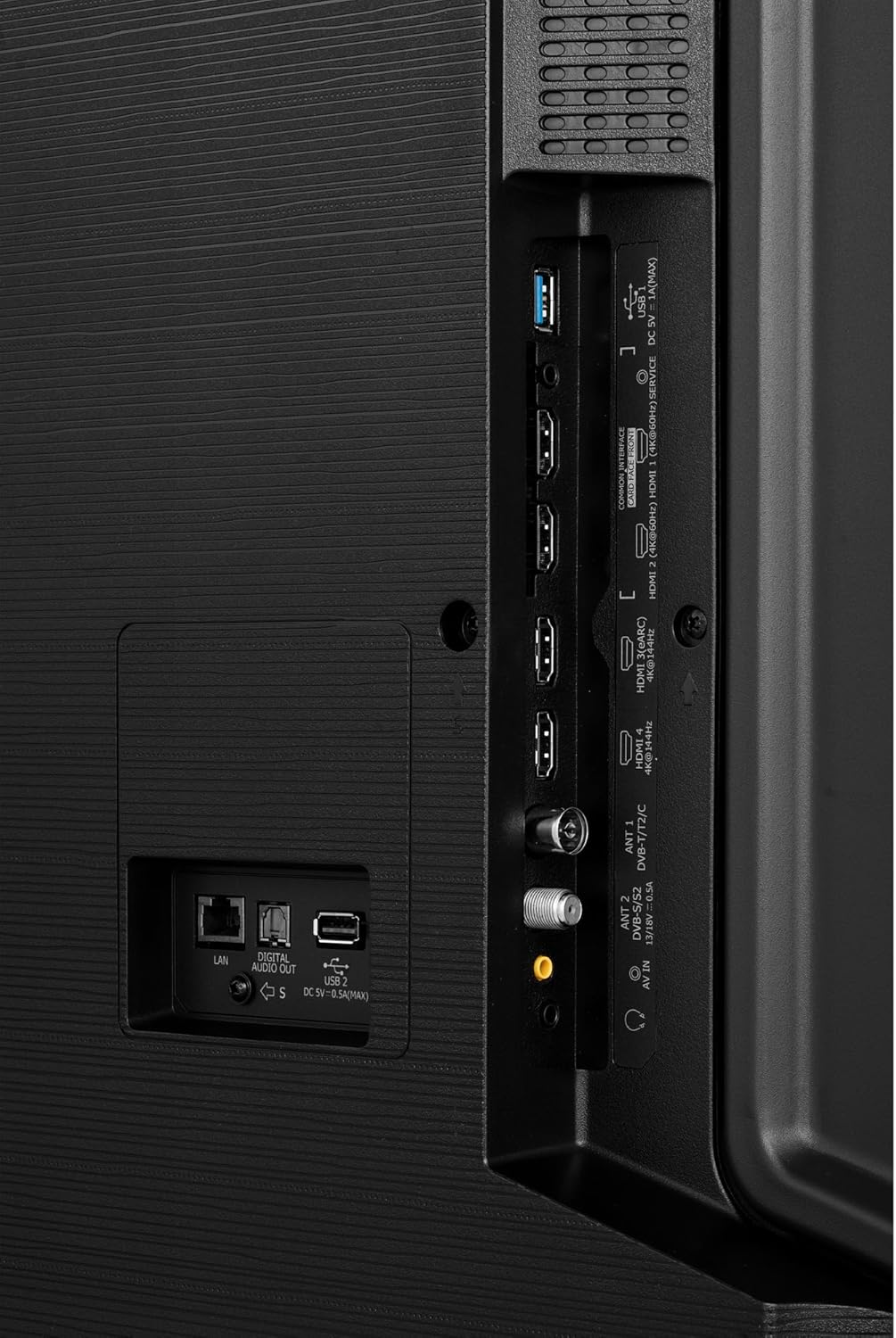 Close-up of Hisense TV ports