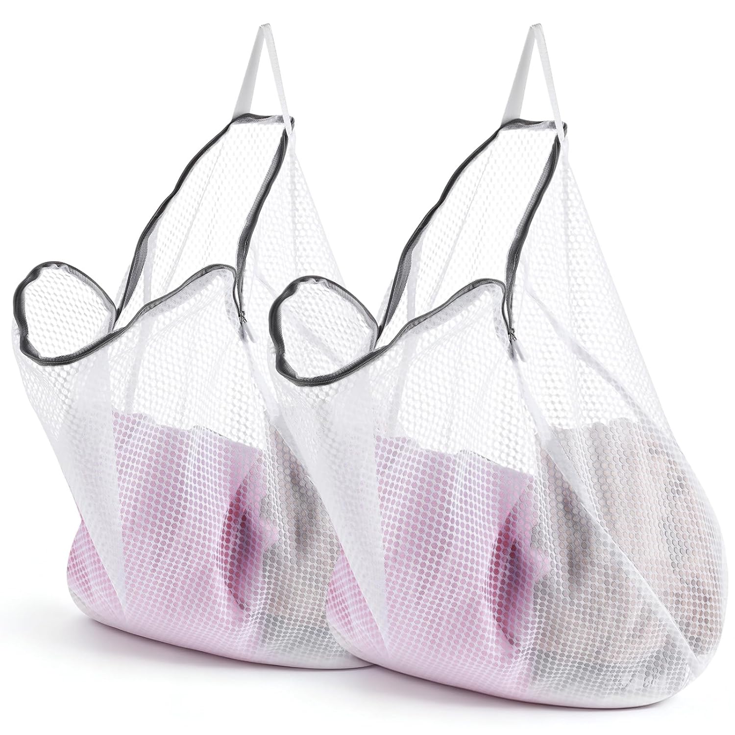 2Pcs Mesh Hanging Laundry Bags Wash Bag for Delicates Mesh Laundry Bags for Dormitory Travelling College Apartment Camping
