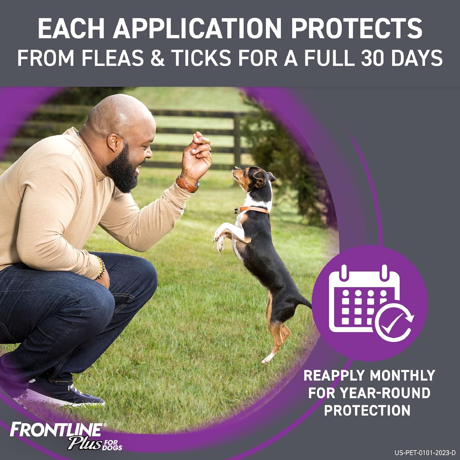 FRONTLINE Plus for Dogs Flea and Tick Treatment (Large Dog, 45-88 lbs.) 6 Doses (Purple Box)