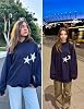 Sudadera con capucha Aelfric Eden Star Y2k oversized gráfica, cuello redondo, manga larga, estética 90s 3
