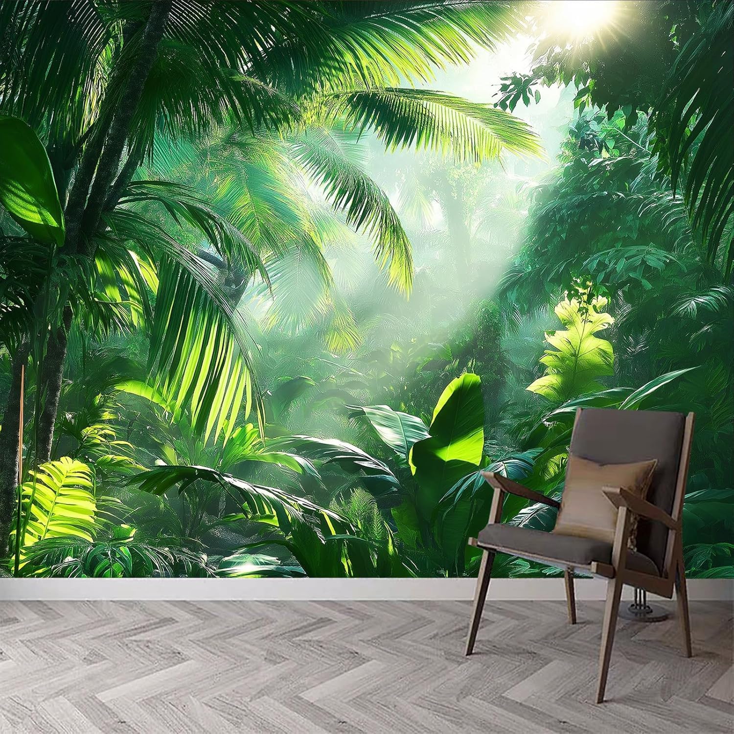 Papier Peint Panoramique Palmiers Intissé Plantes Tropicales D'Été 450x315cm 3704a