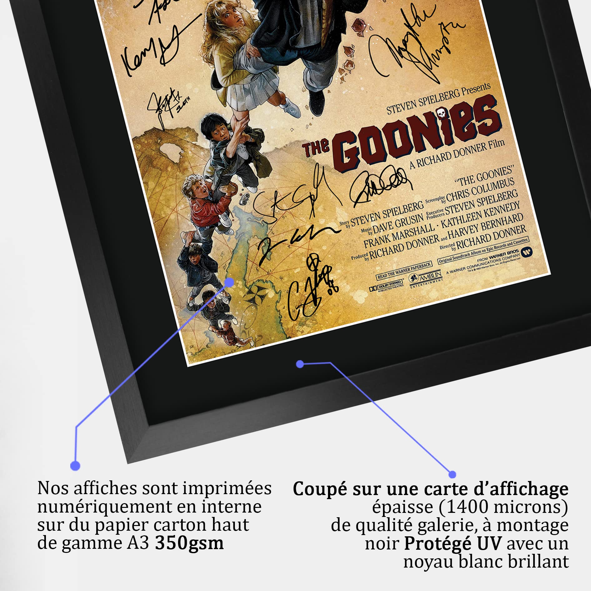 Cadre A2 Goonies Avec Autographes Imprimés - Déco Fan De Cinéma - Cadeau Idéal - 470x640mm