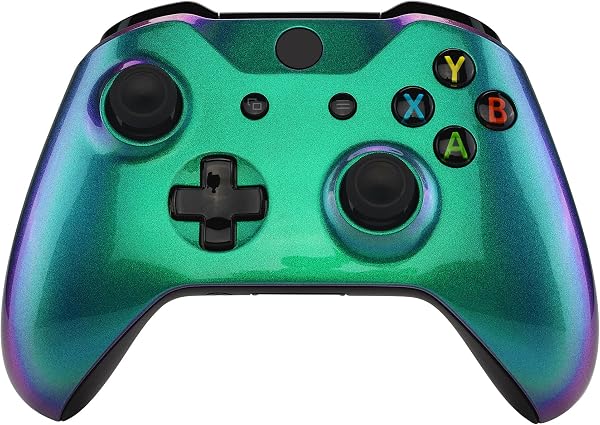 eXtremeRate Green and Purple Chameleon Faceplate Cover, Front Housing Shell Case Replacement Kit for Xbox One X & One S Controller (Model 1708) - 1