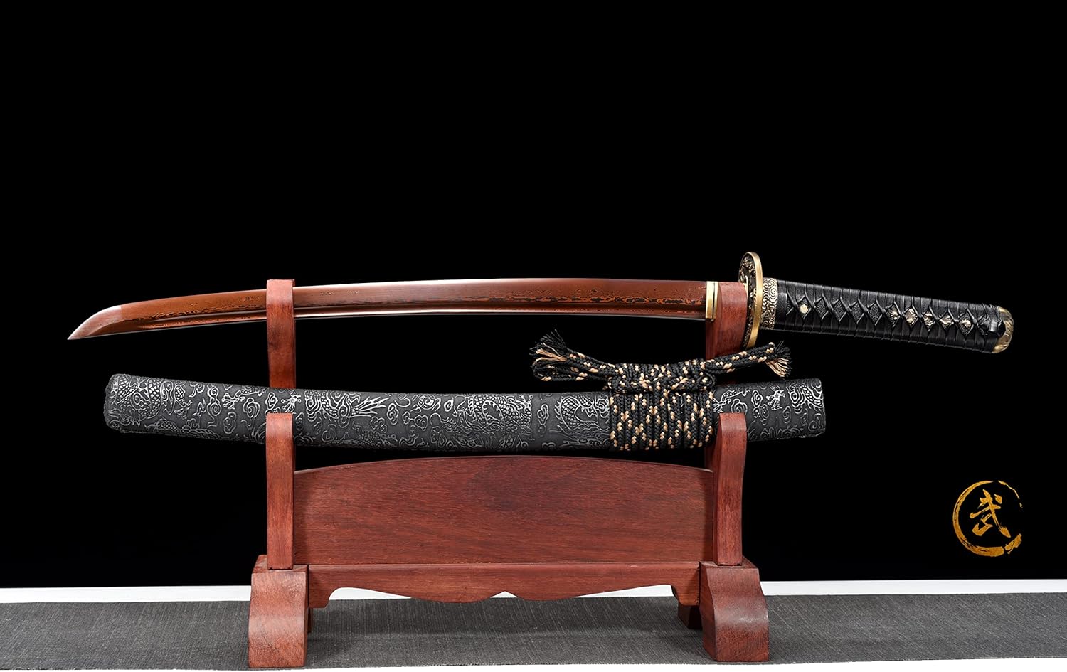 JIHPEN sword - Short Katana,Full Tang Handmade Wakizashi Sword Damascus Steel with Scabbard -31in