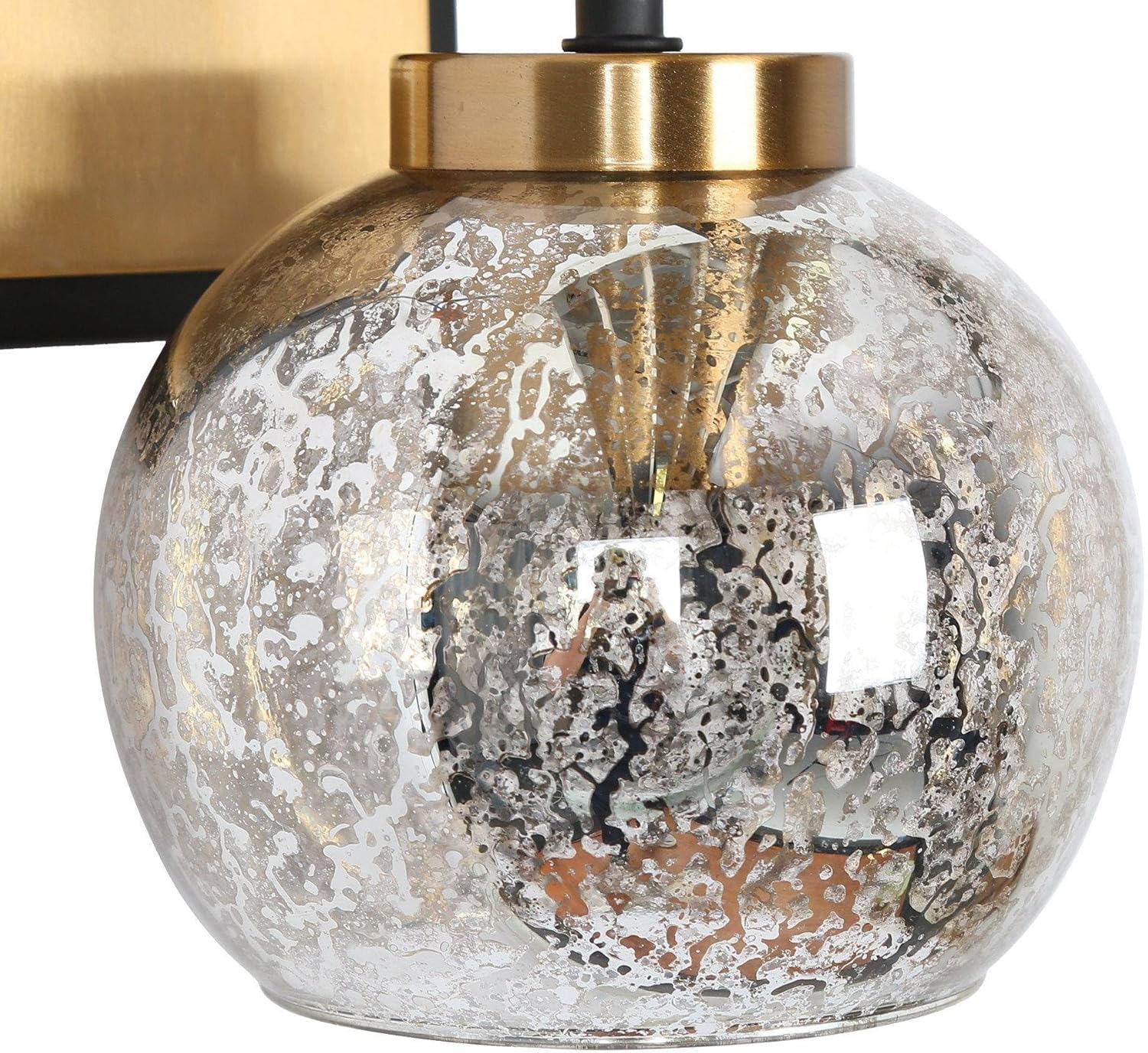 KSANA Sconce Wall Lighting, Black and Gold Wall Mount Sconce Light, Modern 1-Light Bathroom Light Fixtures with Mercury Glass Shade for Stairway, Living Room and Kitchen