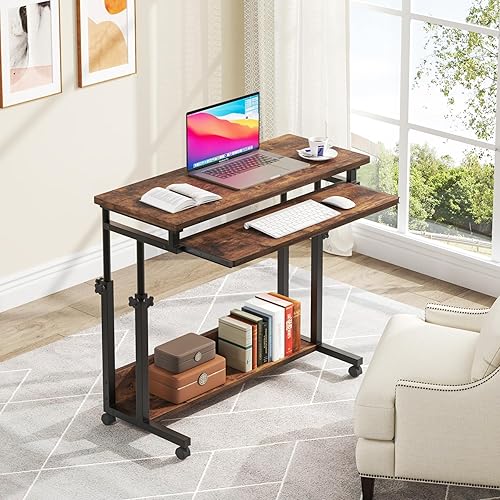 Miniatura 3 de Tribesigns Escritorio portátil para sofá y cama, mesa de computadora portátil de altura ajustable, escritorio pequeño de pie, carrito de computadora