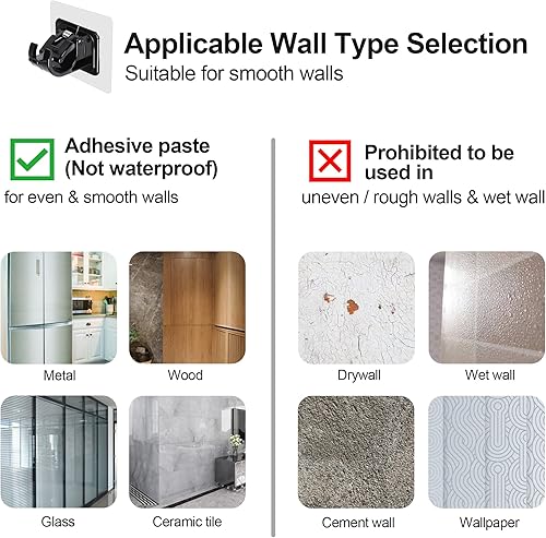 Miniatura 8 de Lightarea 12 soportes de barra de cortina sin taladrar autoadhesivos, sin taladrar, soporte para cortinero, colgador de gancho para barra