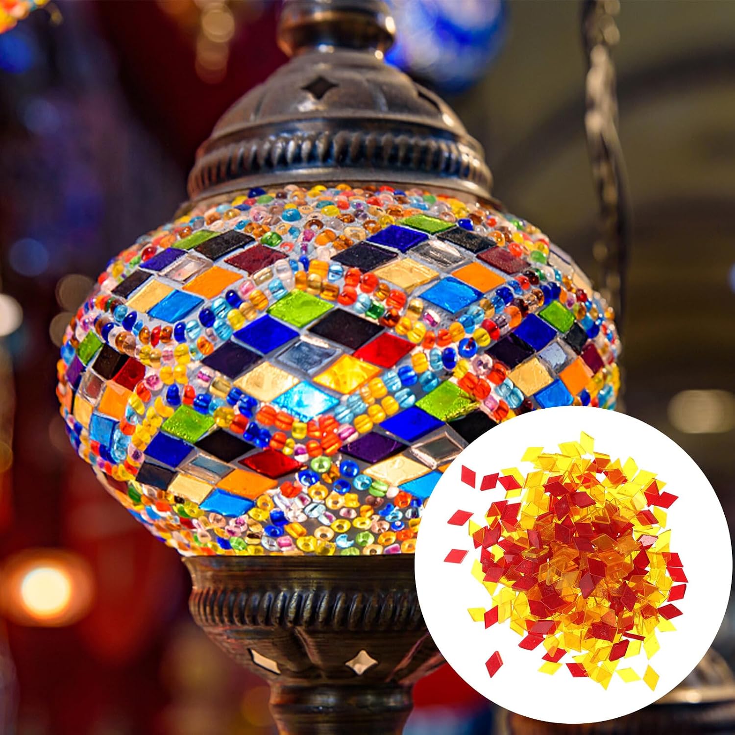 Mixed Hue Glass Tiles for Crafts DIY Art Projects Small Stained Mosaic with Smooth Surface Bag of Vibrant Decorative Tiles for Home and Handmade Decorations