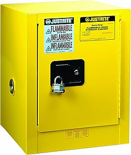 Justrite 8904205 Sure-Grip EX Steel Self Close Countertop Safety Cabinet, 4 Gallon Capacity, Yellow