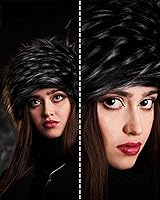 Vista 28 de Futrzane Sombrero clásico cosaco - Sombreros de piel sintética para mujer - Sombrero ruso peludo cálido negro (Black Classic)
