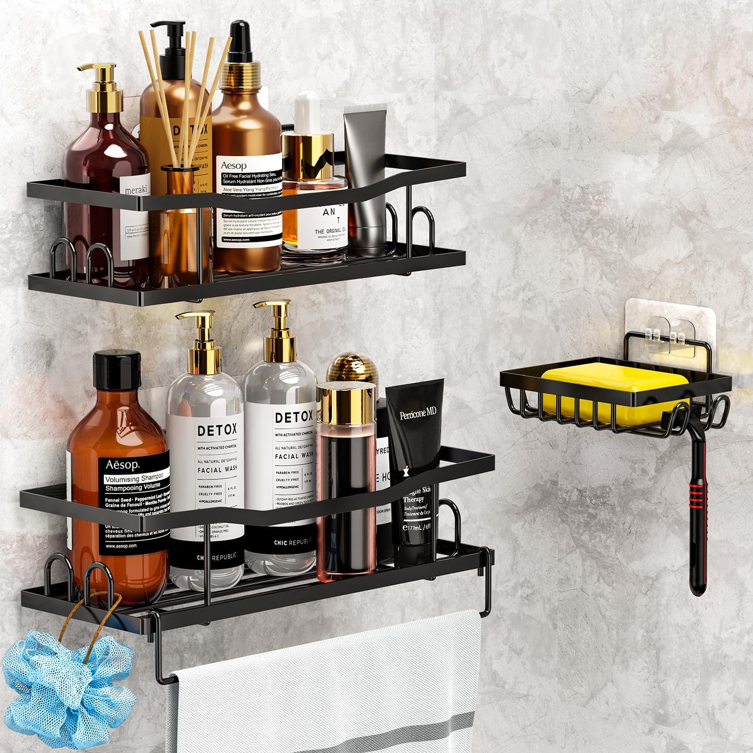 Shower Caddy Shower Shelf Bathroom Organizers No Drilling Adhesive