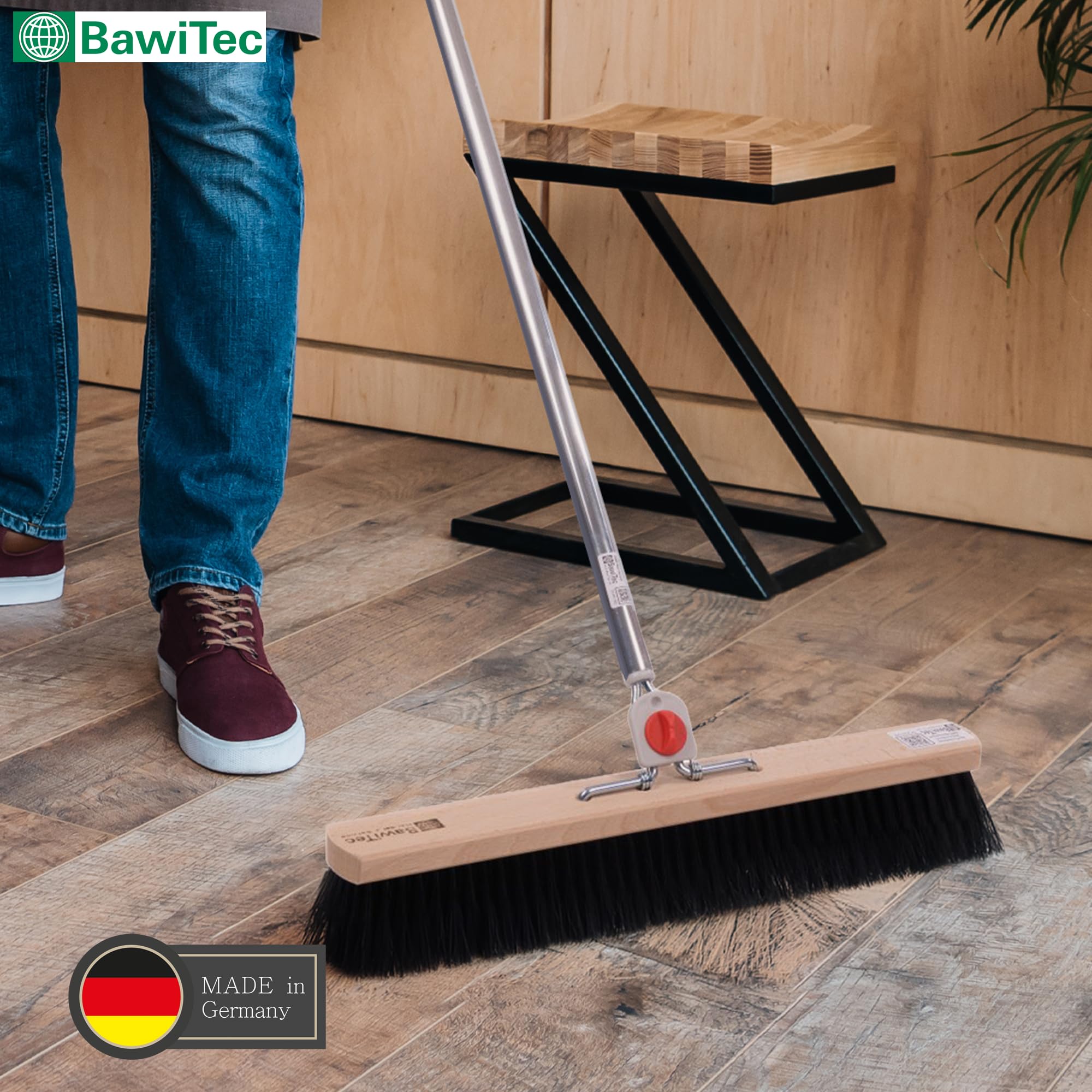 Profi Besen Saalbesen 80cm mit 4-Loch-System Stiel Alustiel Kunsthaar weich