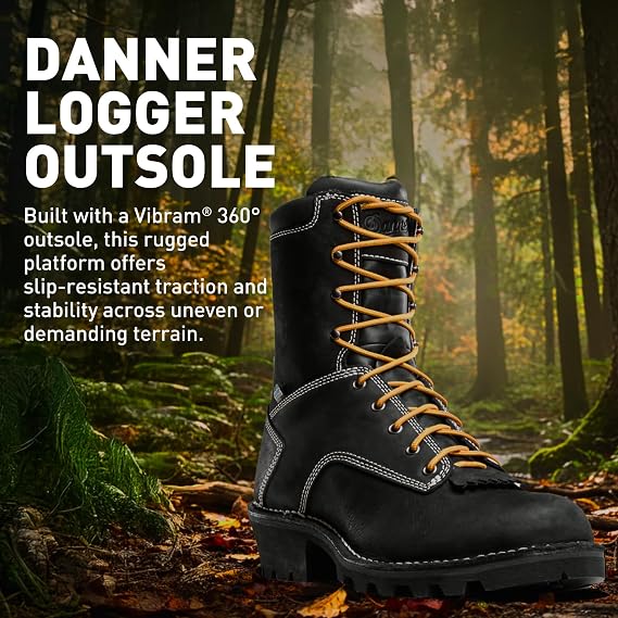 Danner Logger Boots for Men - Waterproof, Oiled Nubuck Leather on a Lightweight Platform with Vibram 360 Traction Outsole with 90-Degree Heel