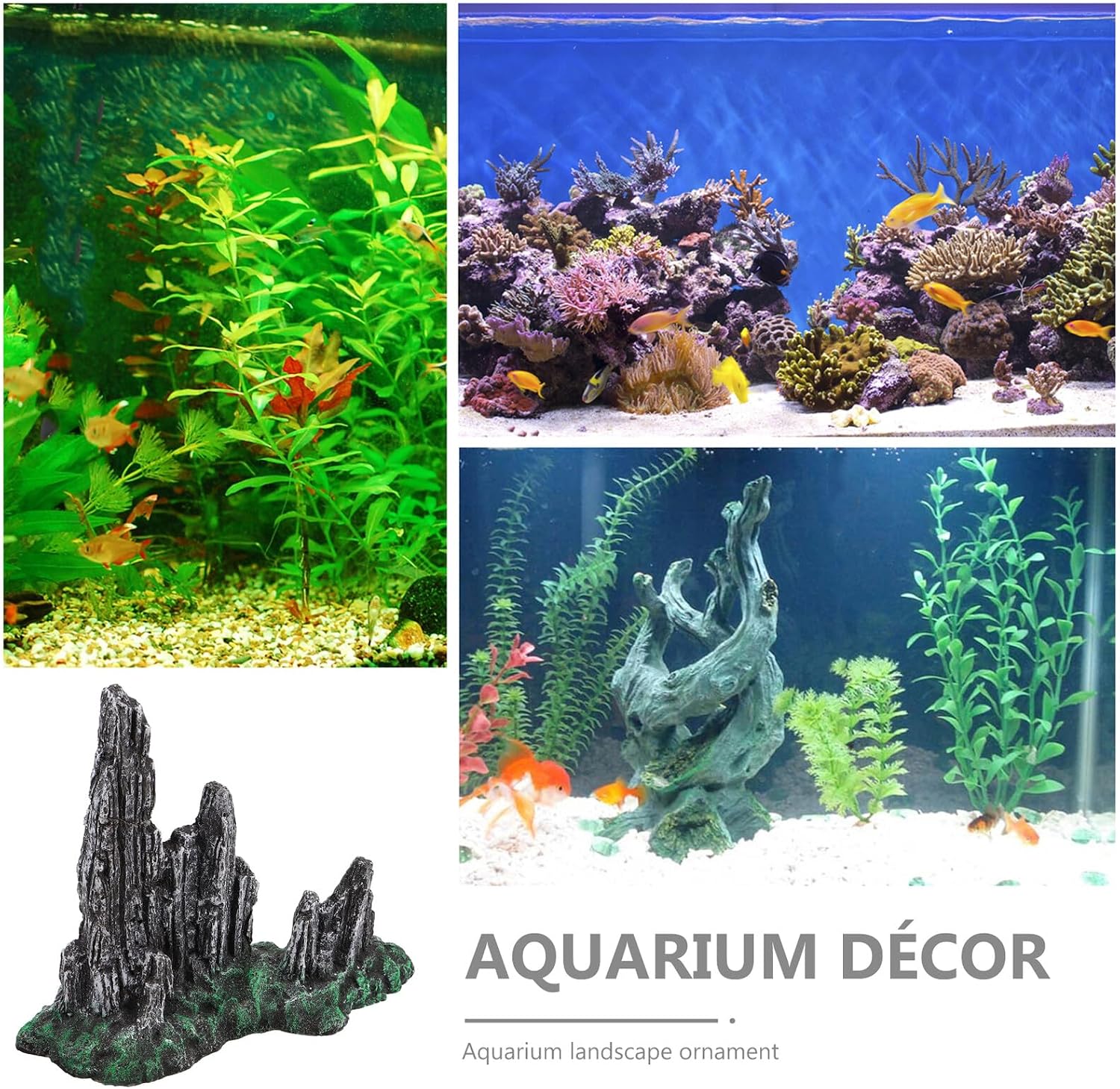 SHINEOFI Aquarium Rockery Statue Fish Tank Stones Artificial Mountain Figurine Large Decorative Rocks for Aquascaping Shrimp Turtle Hiding Micro Landscape