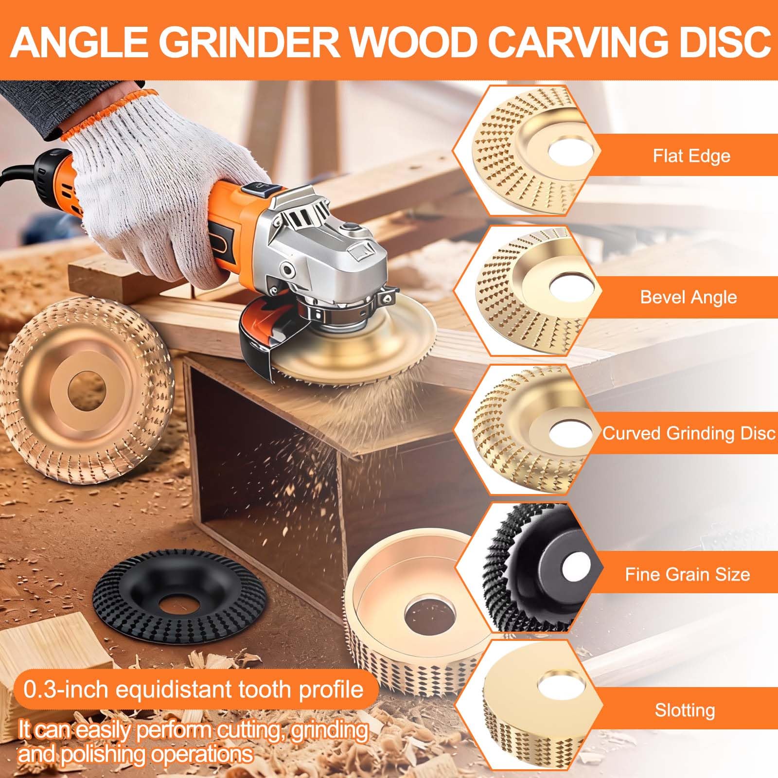 Wood Carving Disc Set - 14pcs Angle Grinder Tools -3