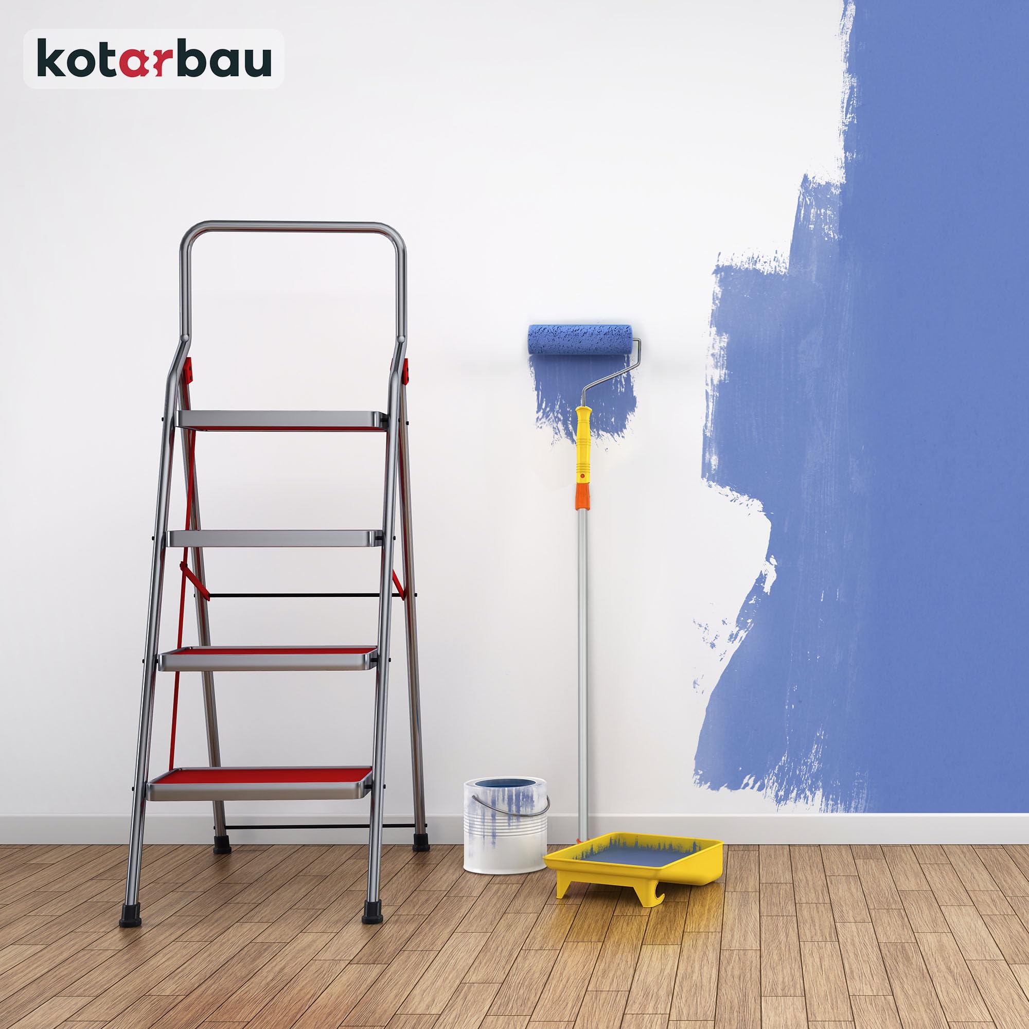 KOTARBAU® Tige Télescopique en métal Aluminium pour Rouleaux de Peinture 100-200 cm | Perche Peinture | Perche Rouleau Peinture | Perche Telescopique Peinture | Manche Telescopique Peinture