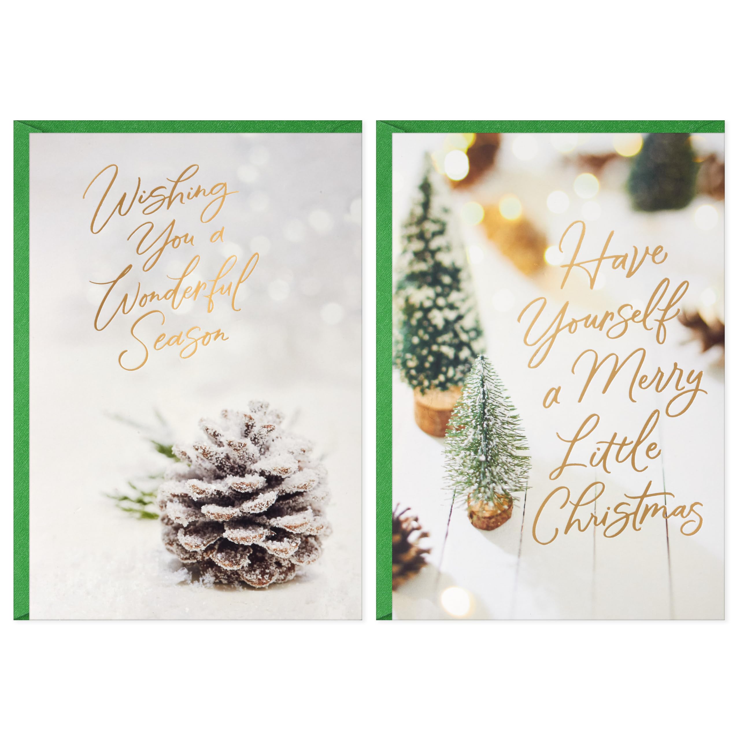 Tarjetas de Navidad Hallmark con árboles de cepillo ideales para acompañar regalos 8
