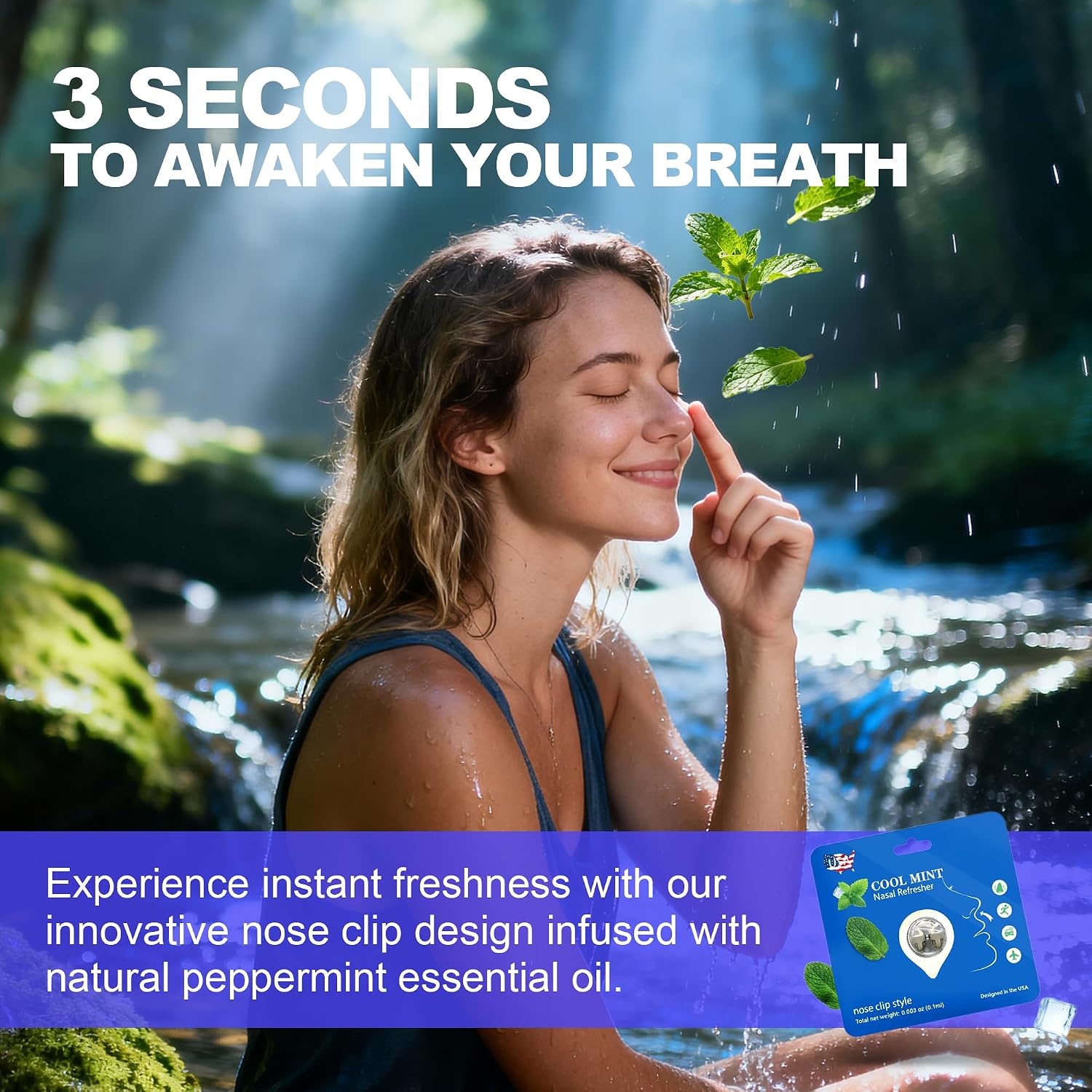 Peppermint Aromatherapy Nose Clip, Soft Wearable Fragrance Accessory, Hands-Free Clip-On Scent Product for Driving, Work and Study, Discreet Personal Aroma (10Pack)