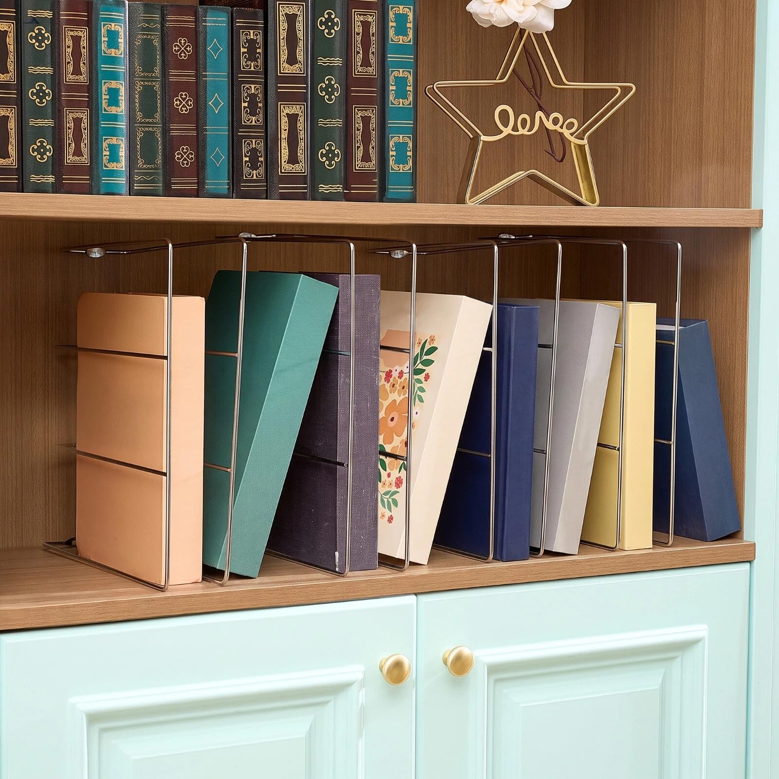 Blulu U-förmiger Keksblatt-Organizer für Schrank, Backblech, Organizer, Küchenschrank, Trennwände, vertikale Chrom-Pfannenregal, Aufbewahrungsdrähte, Trennwände, Gesichtsöffnung von 8,9 cm
