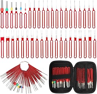 Amfuujoy 41PCS Terminal Removal Tool Kit, Upgraded Red Electrical Pin Depinning Tool Set, Broken Key pin Extractor Kit, Automotive Wire Terminal Release Tools, for Car Household Devices