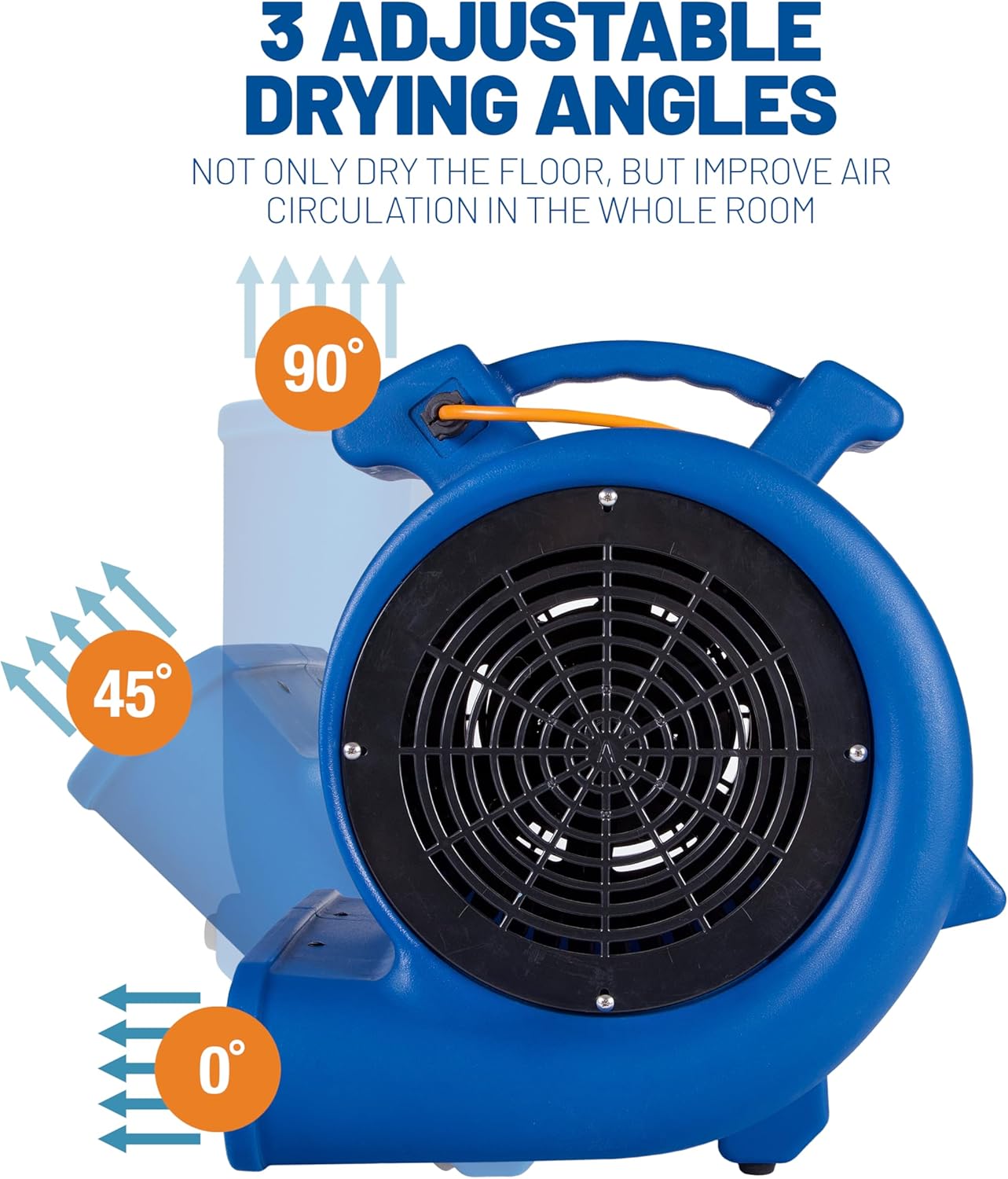 BlueDri Monsoon 1/2 HP, 2550 CFM Air Mover Blower Fan for Water Damage Restoration Carpet Dryer Floor Home and Plumbing Use, Blue, BD-MNSN