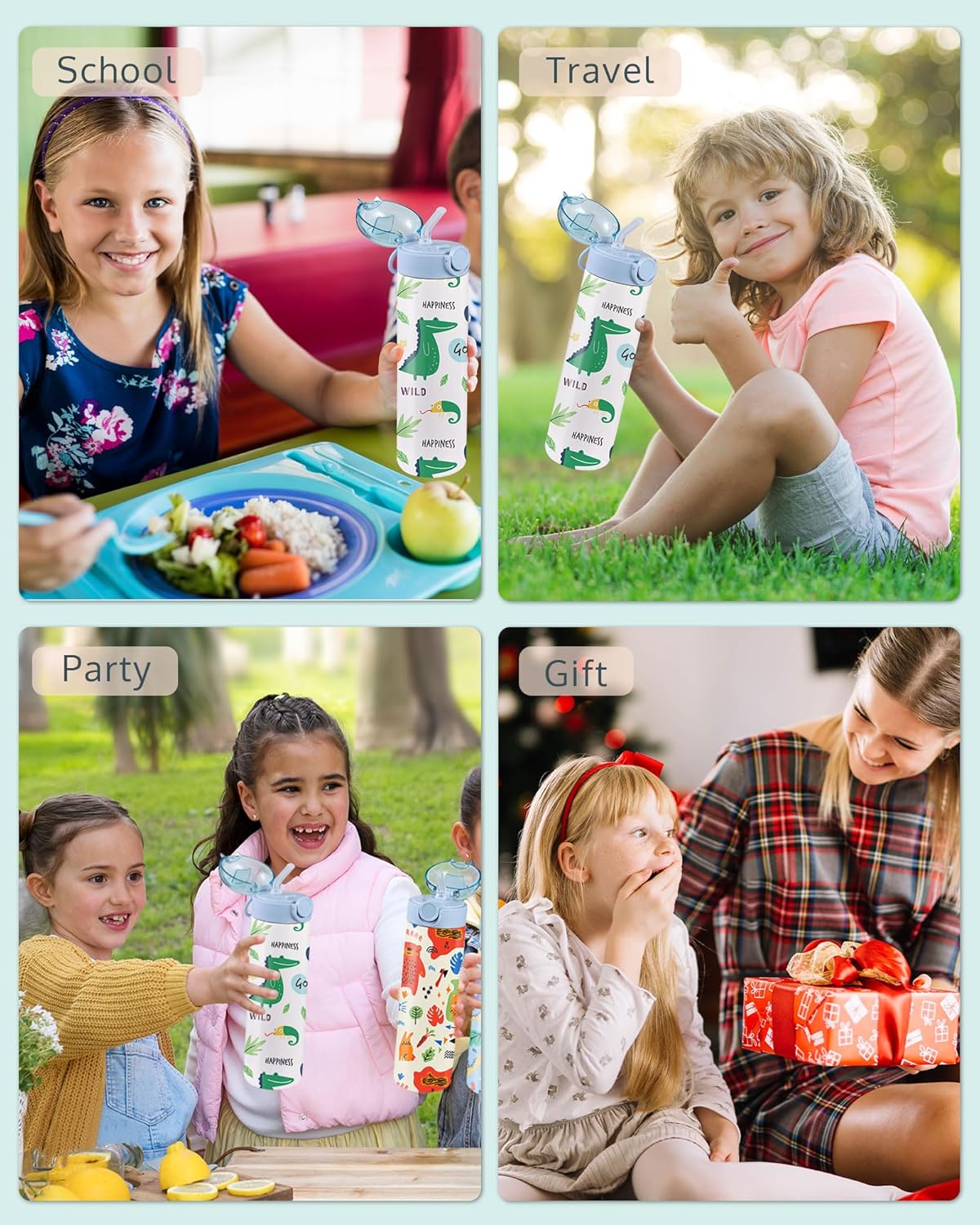 OFFNOVA 16oz Kids Sublimation Water Bottle Blank, Kids Sublimation Tumbler Bulk with with One-click Pop-up Straw, Children Sublimation Cups for Milk, Soda, Juice, Drinks (6 Pack) - Image 7