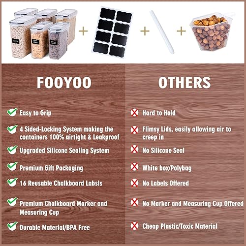 Miniatura 5 de Juego de 6 recipientes de almacenamiento de cereales herméticos grandes y secos (135.2 onzas), dispensador sin BPA, recipientes de almacenamiento de
