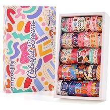 emmoolife 35 Rolls Washi Tape Set, Colorful Cute Floral Writable Decorative Tapes for Scrapbooking and Bullet Journaling, Junk Journal Supplies, DIY Planner Art, 5-30mm Wide 9.84ft Long/Roll