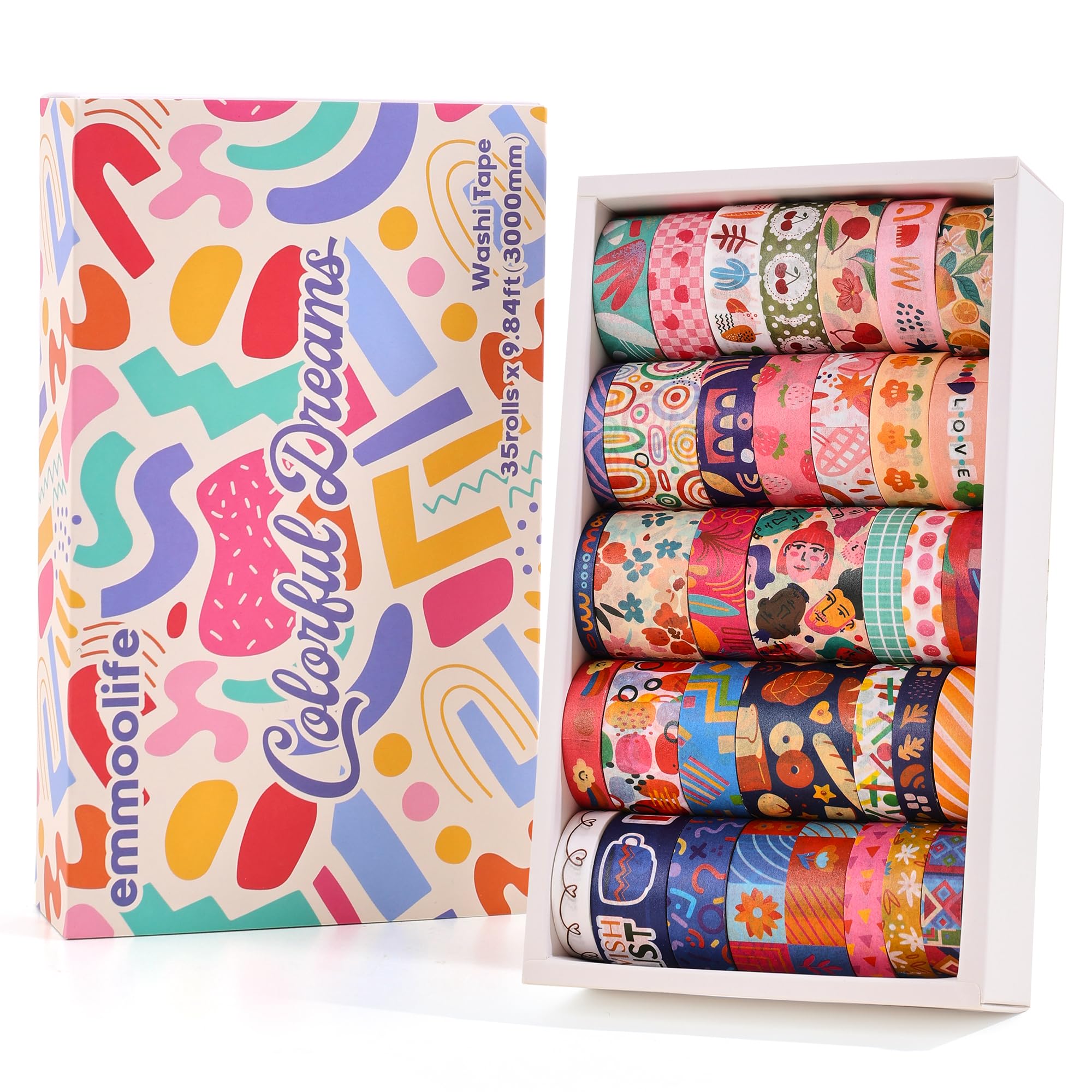 Washi Tape Set - 35 Rolls Floral & Cute Designs -9