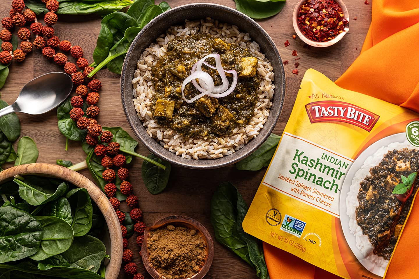 Tasty Bite Kashmir Spinach, Ready to Eat, 10 Ounce, Microwavable Entrée in Light Curry Sauce, Vegetarian