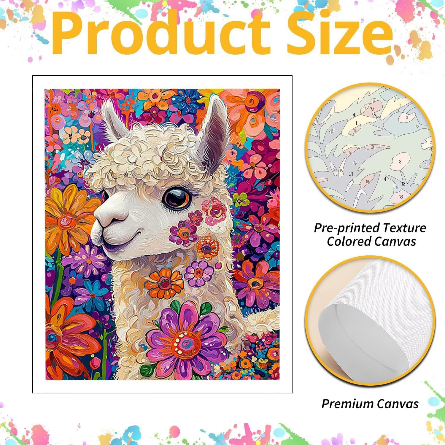 WEISHIWE Dipingere con i Numeri Adulti Alpaca e fiori, 60x80cm s-1043