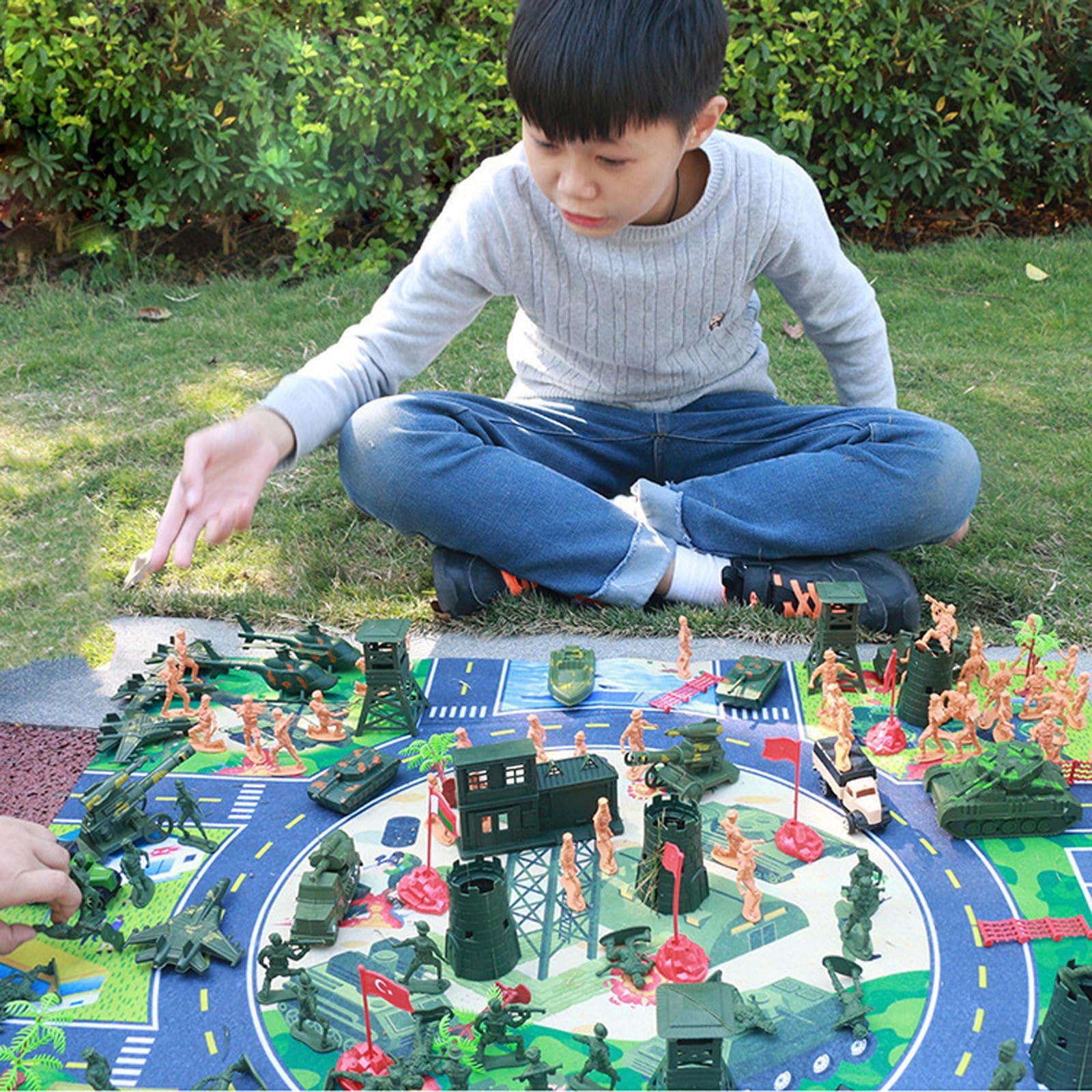 Juego de Tanques, Accesorios y Figuras de Soldados para un Entretenimiento sin Fin. Incluye Tanques, Aviones, Figuras de Soldados, Juguetes de